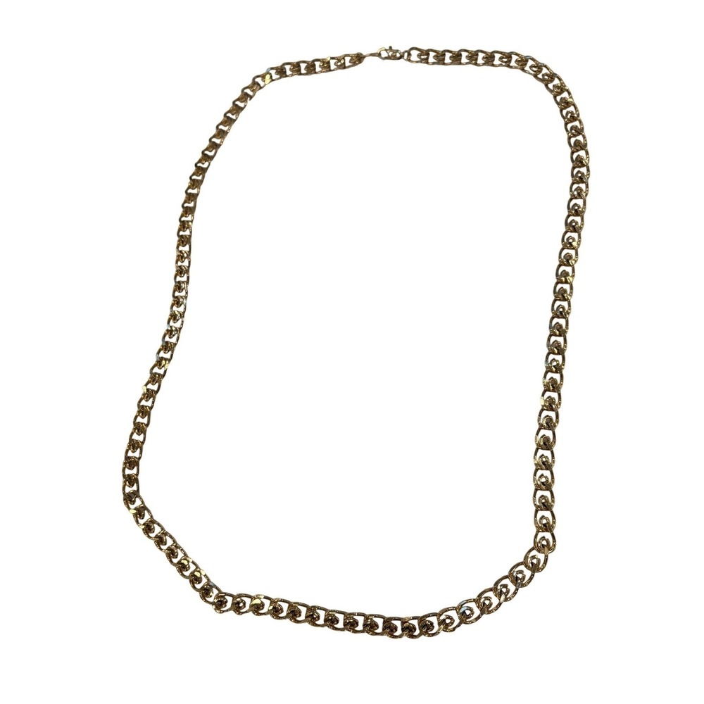 Double Link Chain Necklace 28in Womens Costume Gold Tone Metal Polished Curb